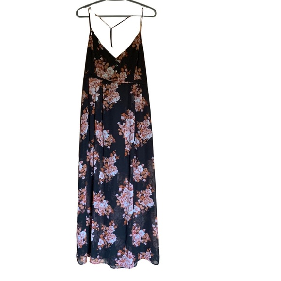 Forever 21 Black Floral Fall Dress Size Large - Picture 1 of 4